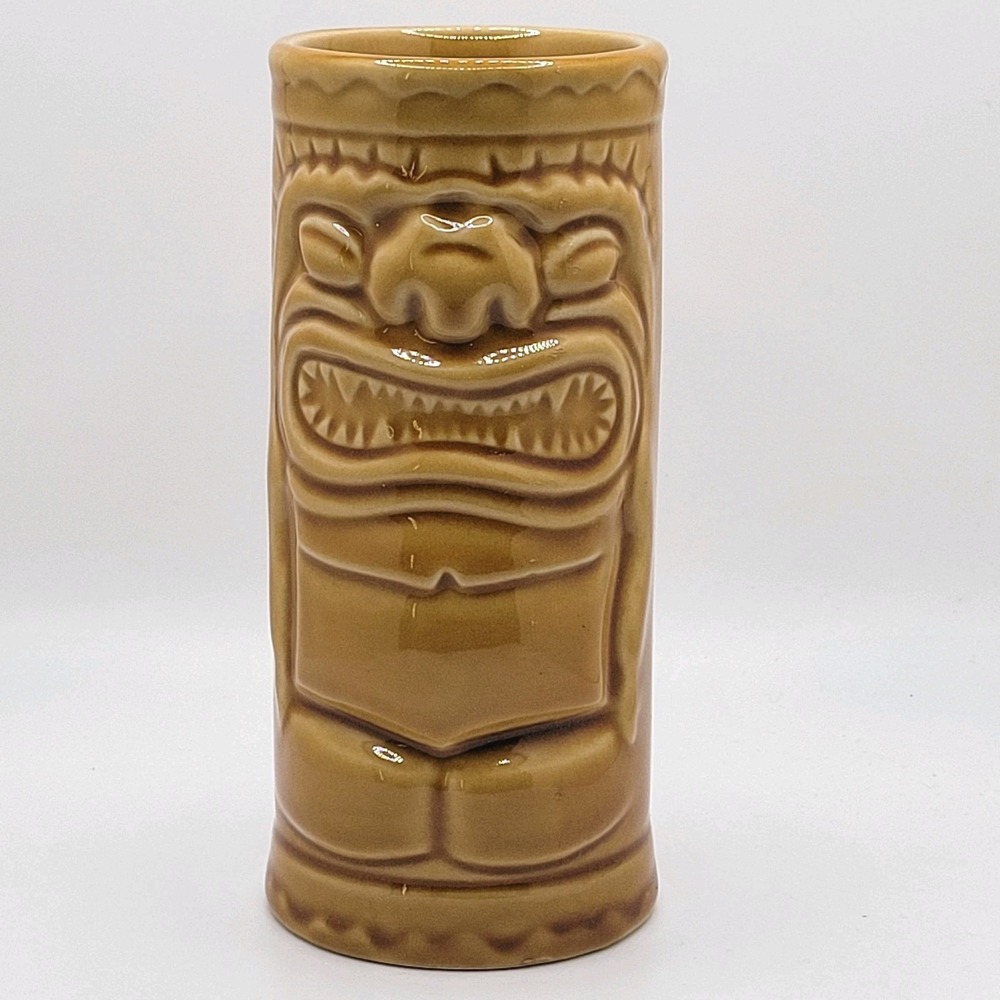 Vintage‎ Accoutrements Gold Ceramic Hawaiian Tiki Cocktail Mug Barware 2001